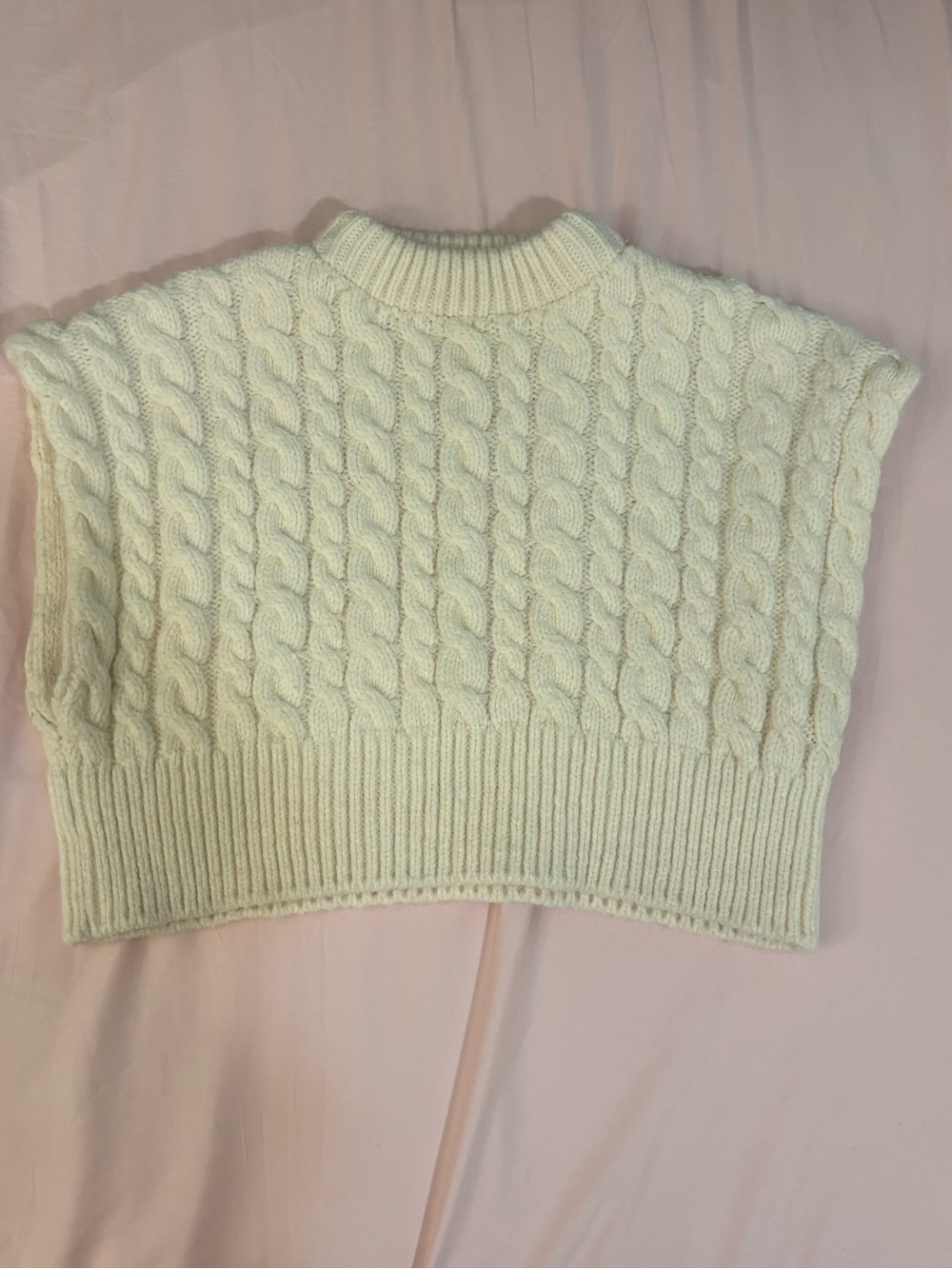 Zara Cable Knit Sleeveless Sweater Vest - Cream